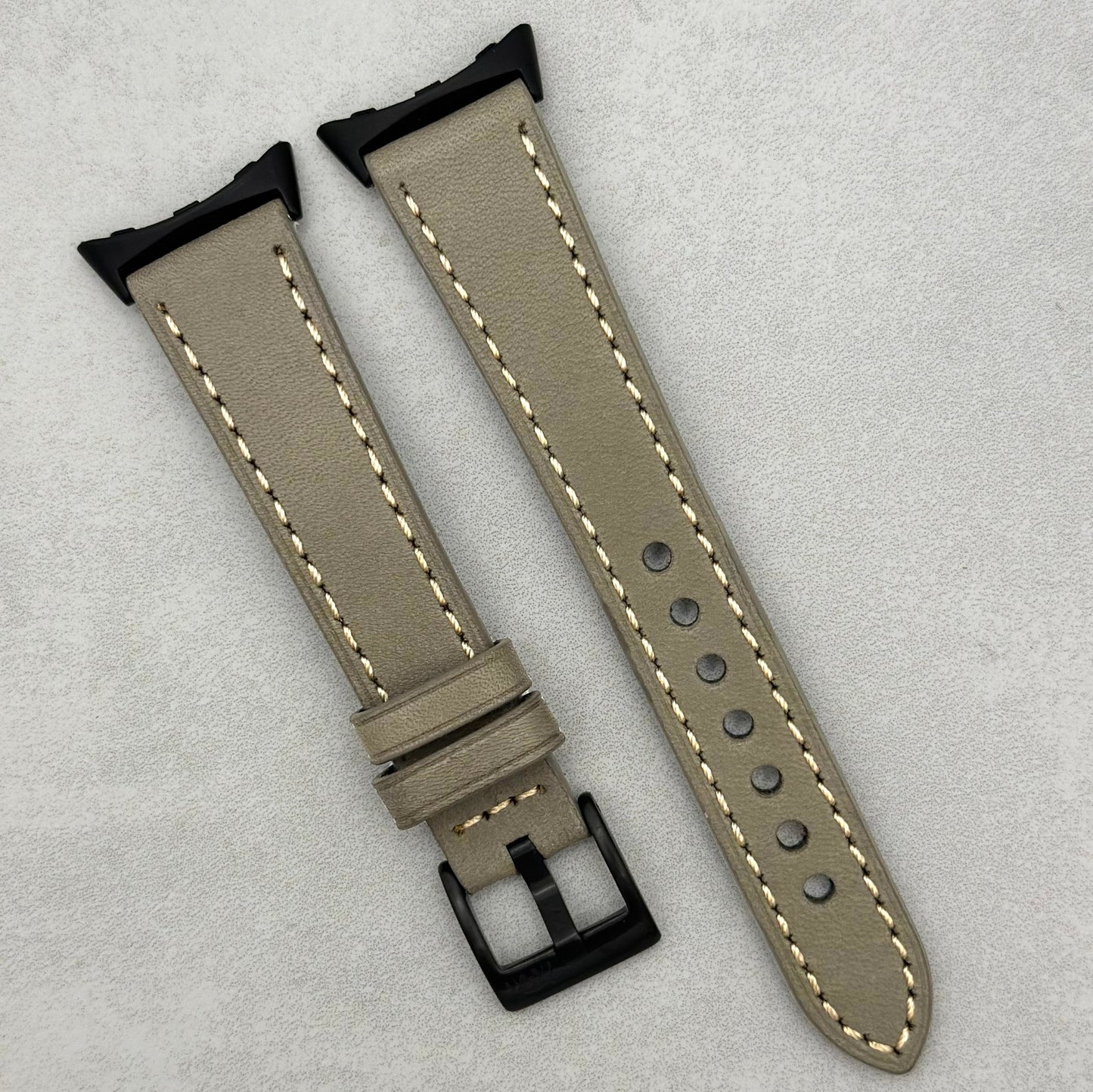 The Venice: Smoke Grey Italian Vegetable Tanned Leather Google Pixel Watch Strap