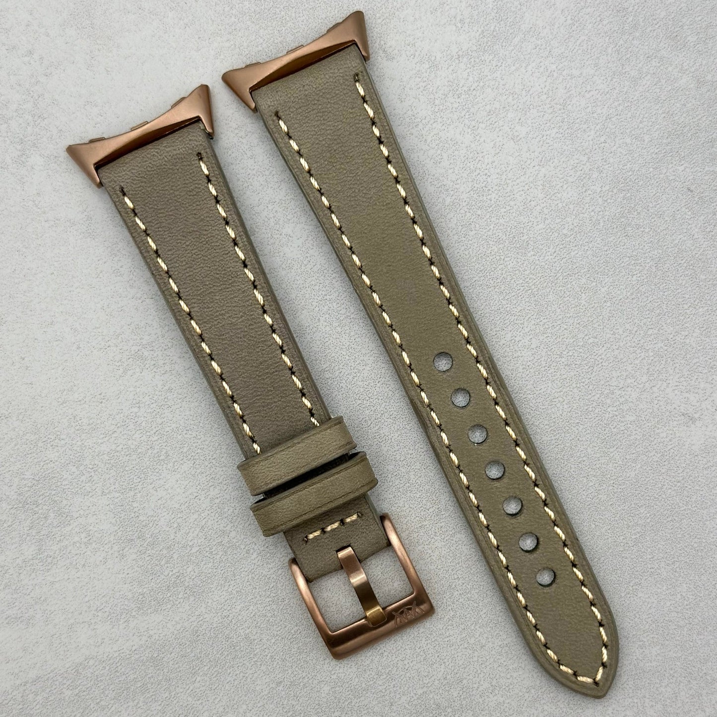 The Venice: Smoke Grey Italian Vegetable Tanned Leather Google Pixel Watch Strap