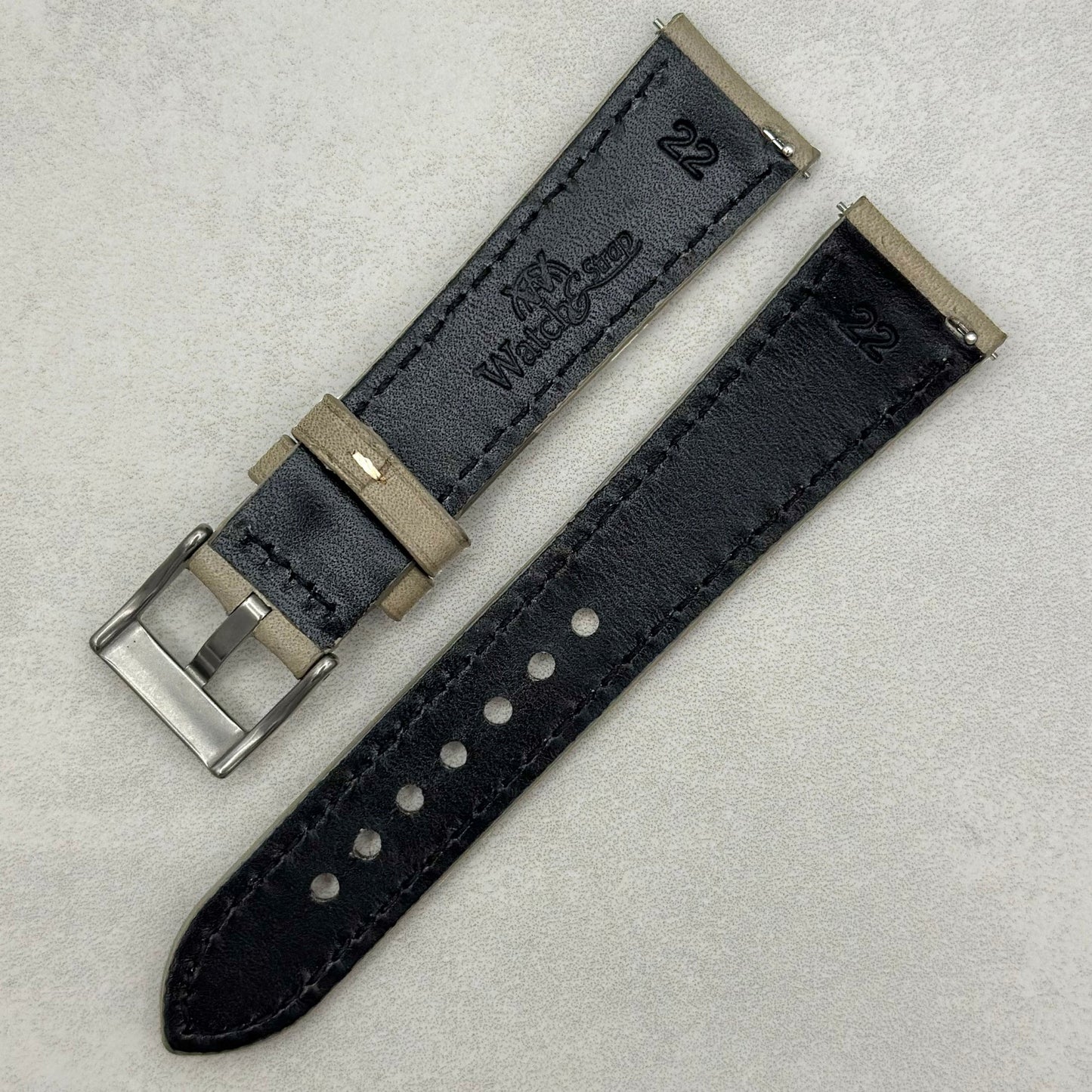 The Venice: Smoke Grey Italian Vegetable Tanned Leather Watch Strap