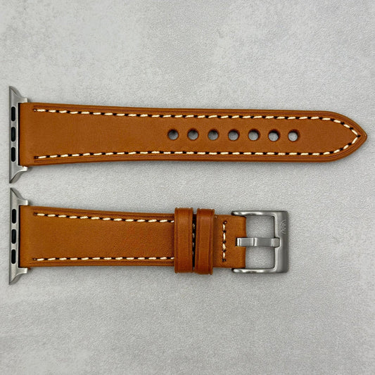 The Venice: Caramel Tan Italian Vegetable Tanned Leather Apple Watch Strap