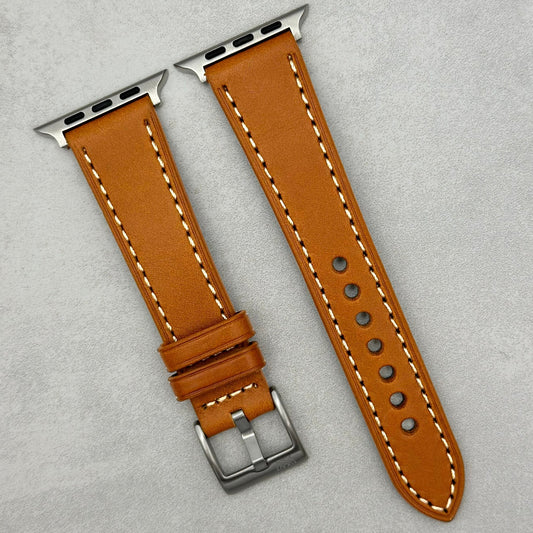 The Venice: Caramel Tan Italian Vegetable Tanned Leather Apple Watch Strap