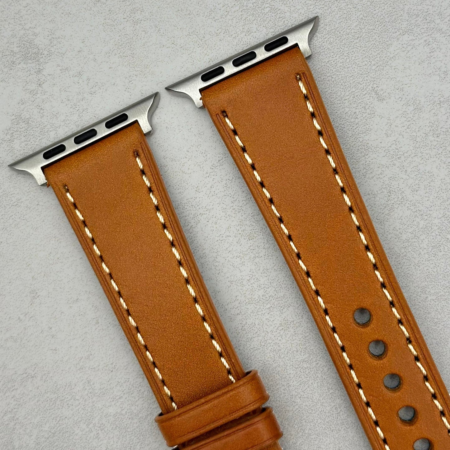 The Venice: Caramel Tan Italian Vegetable Tanned Leather Apple Watch Strap
