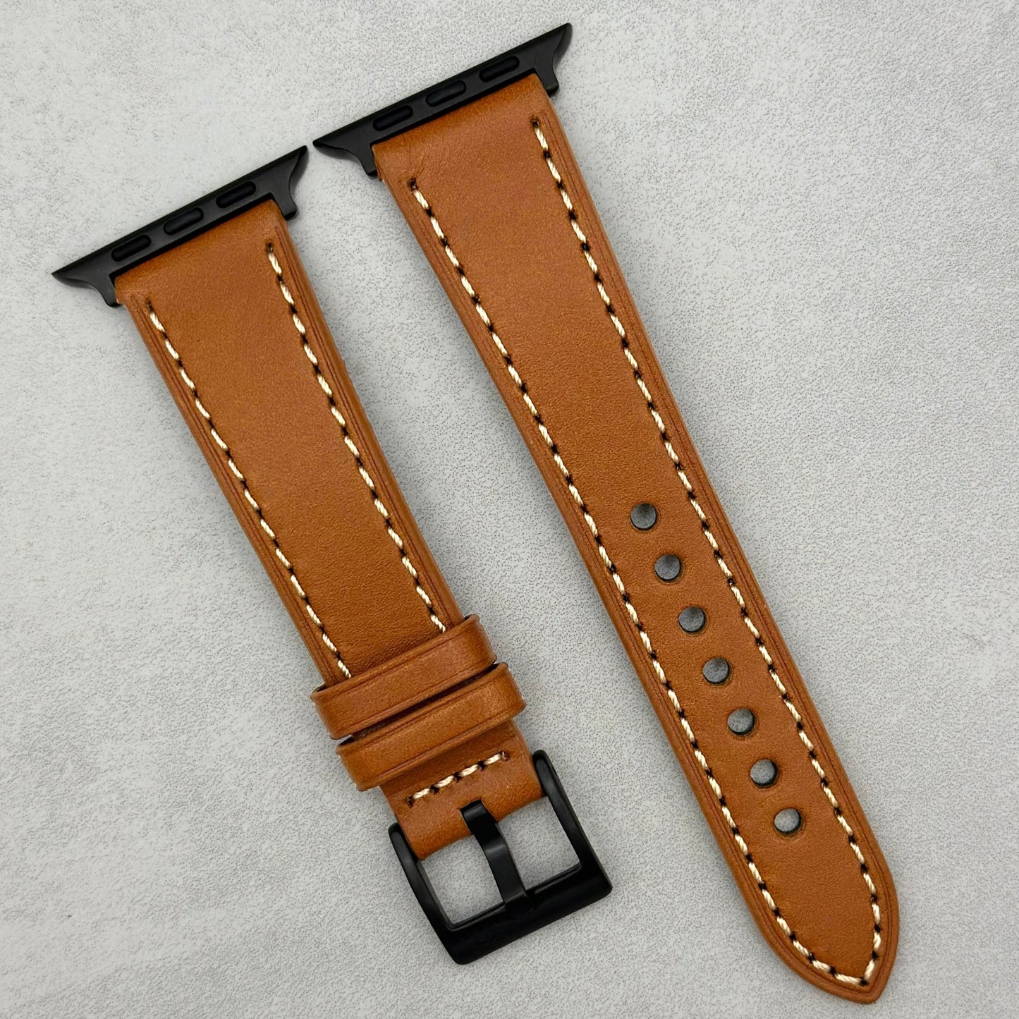 The Venice: Caramel Tan Italian Vegetable Tanned Leather Apple Watch Strap
