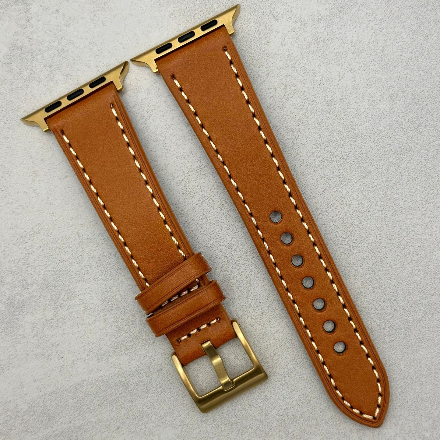 The Venice: Caramel Tan Italian Vegetable Tanned Leather Apple Watch Strap