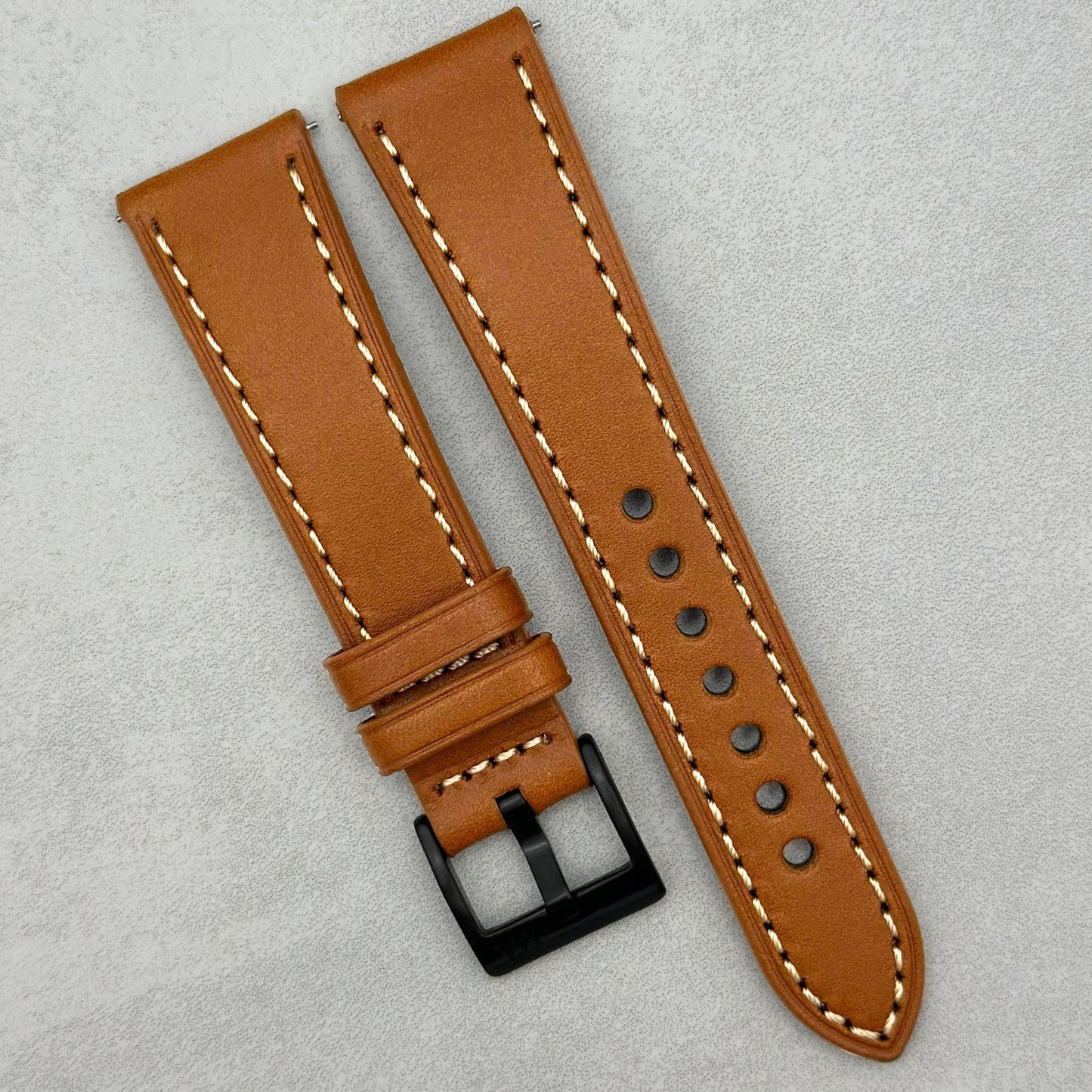 The Venice: Caramel Tan Italian Vegetable Tanned Leather Watch Strap