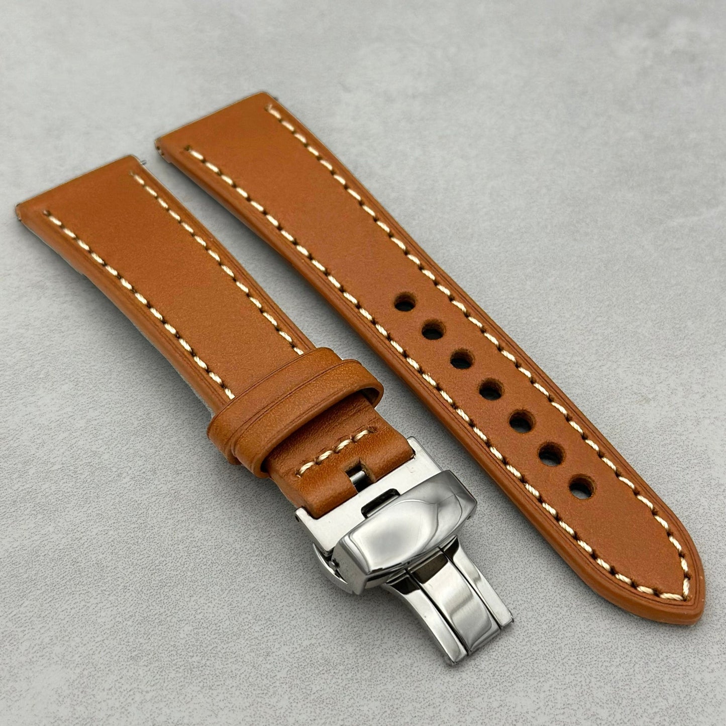 The Venice: Caramel Tan Italian Vegetable Tanned Leather Watch Strap