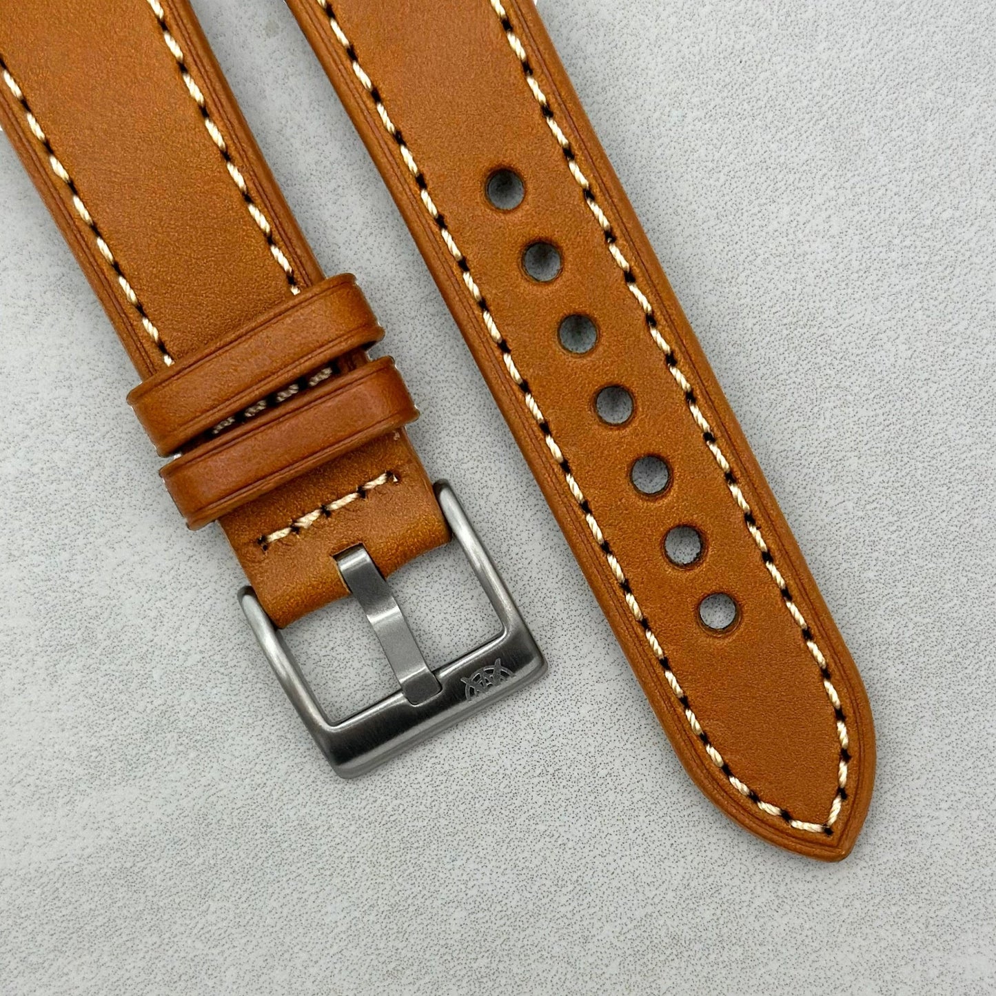 The Venice: Caramel Tan Italian Vegetable Tanned Leather Fitbit Sense/Versa Watch Strap