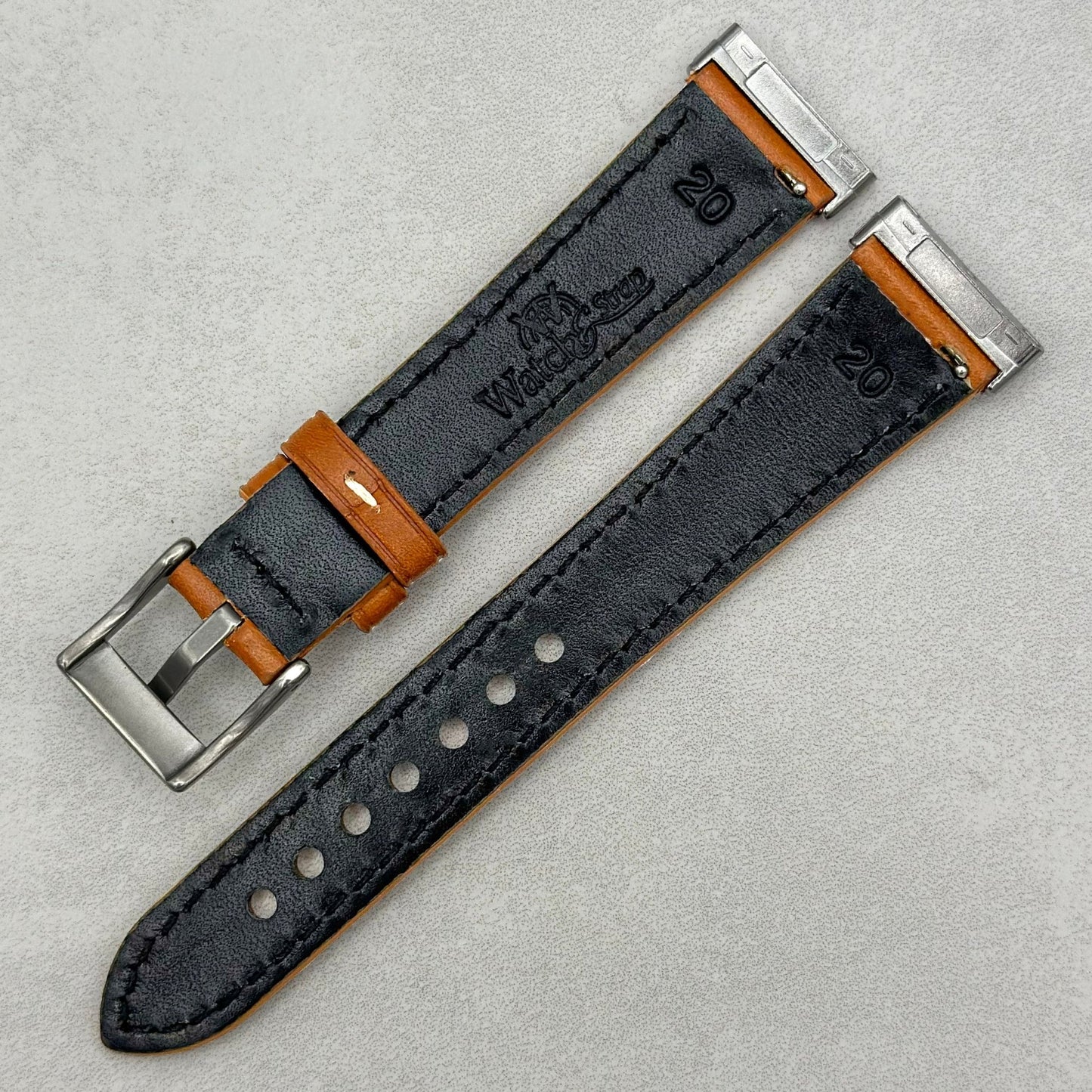 The Venice: Caramel Tan Italian Vegetable Tanned Leather Fitbit Sense/Versa Watch Strap