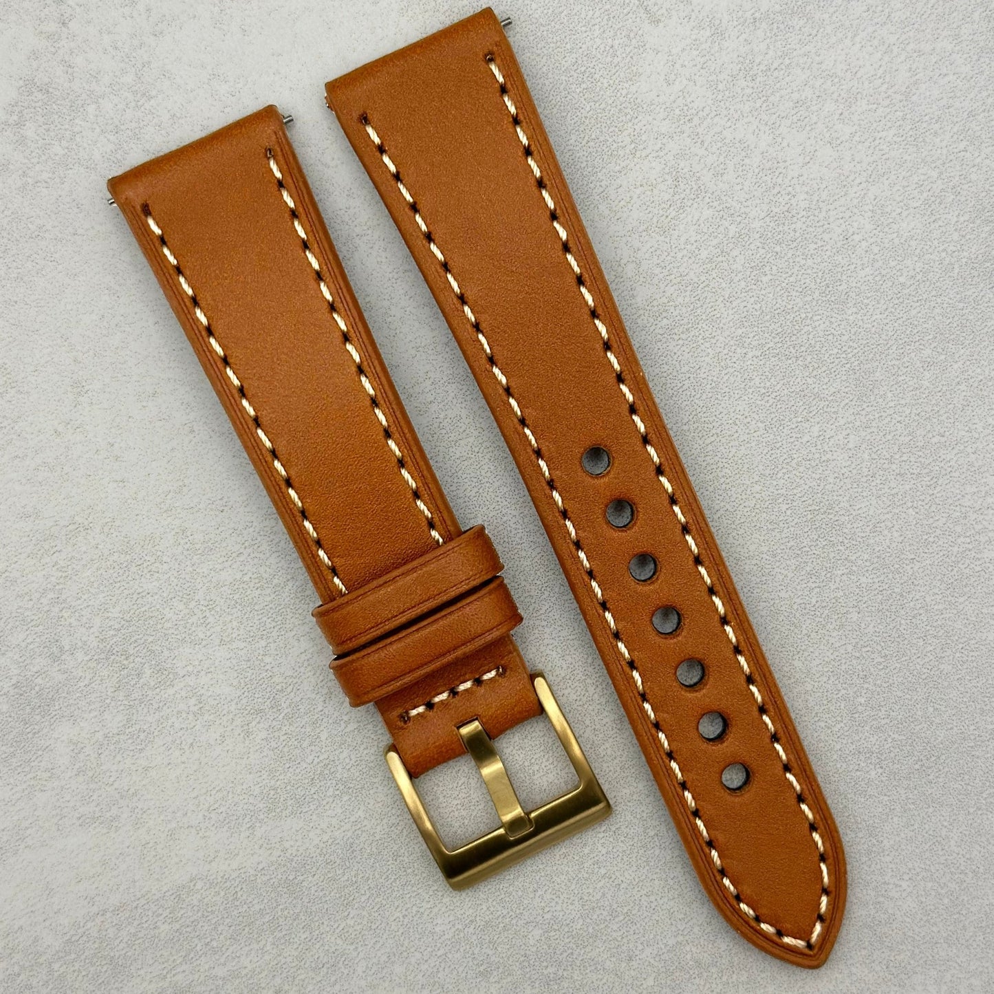 The Venice: Caramel Tan Italian Vegetable Tanned Leather Watch Strap