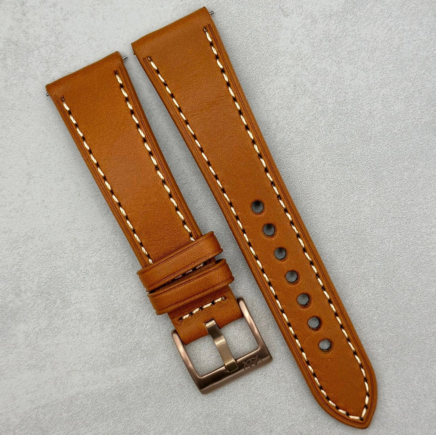 The Venice: Caramel Tan Italian Vegetable Tanned Leather Watch Strap