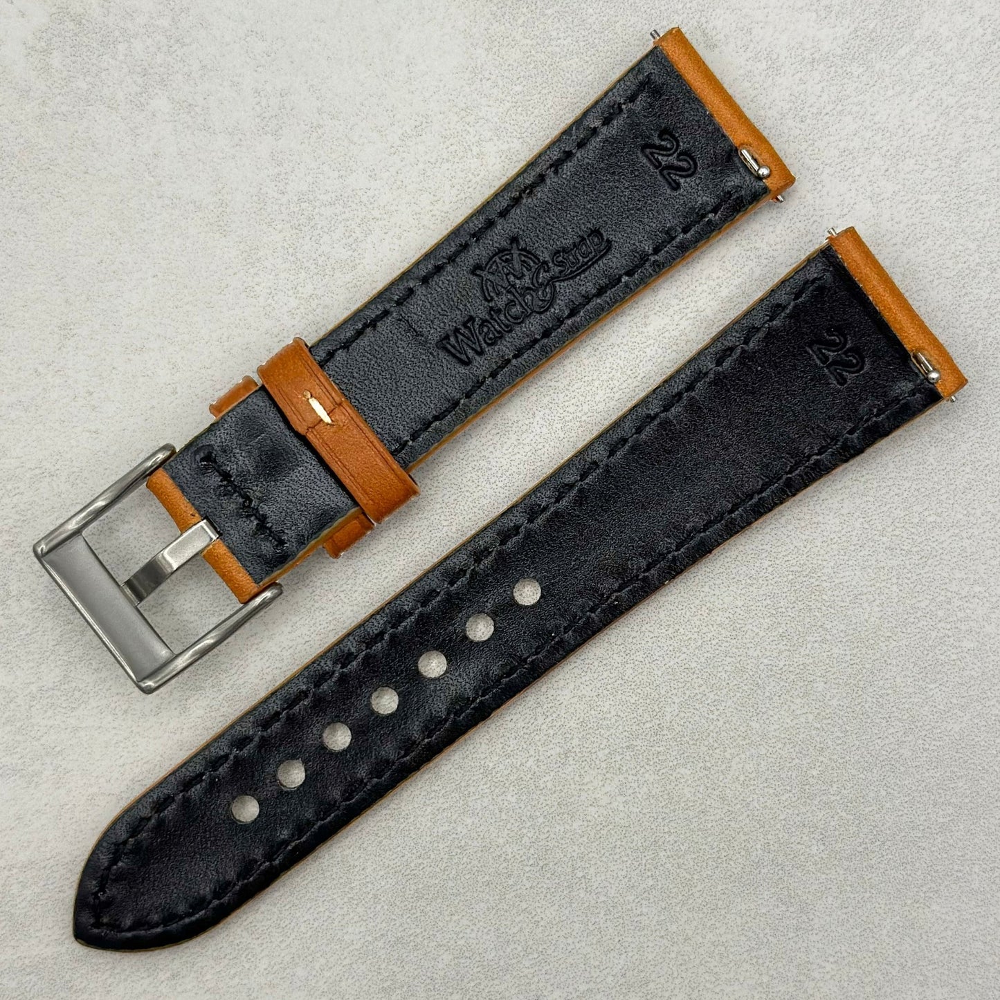 The Venice: Caramel Tan Italian Vegetable Tanned Leather Watch Strap
