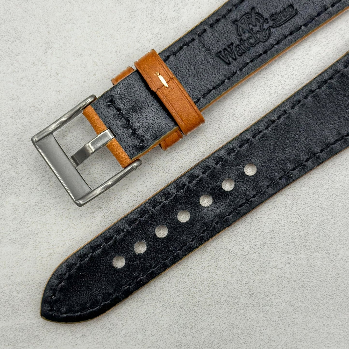 The Venice: Caramel Tan Italian Vegetable Tanned Leather Watch Strap