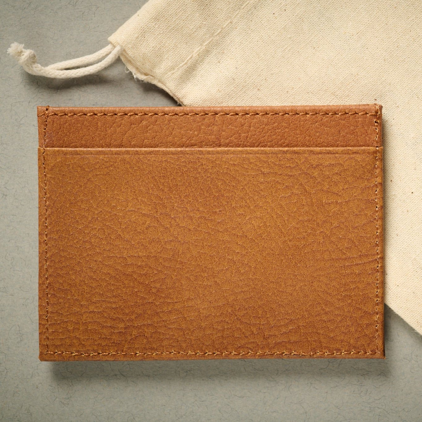 Rear of the Rome copper tan Italian leather card case. RFID Blocking wallet, 5 card slots. Full Grain Italian Leather