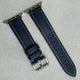 The Bermuda: Navy Blue Sail Cloth Apple Watch Strap With Contrast Green Stitching
