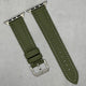The Bermuda: Khaki Green Sail Cloth Apple Watch Strap With Contrast Grey Stitching