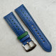 Le Mans: Cobalt Blue and Green Leather Padded Racing Watch Strap