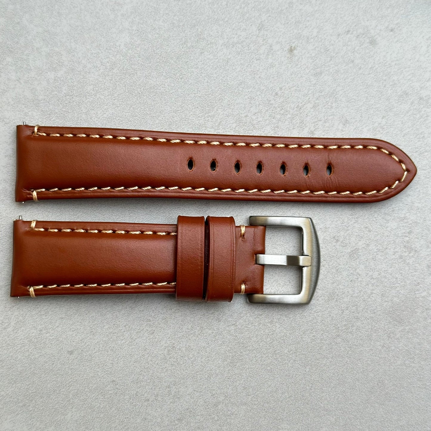 The Oslo brown full grain leather watch strap. 18mm, 20mm, 22mm, 24mm. Extra Small, Extra Large. Watch And Strap