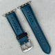 Le Mans: Dark Petrol Blue and Black Leather Racing Apple Watch Strap
