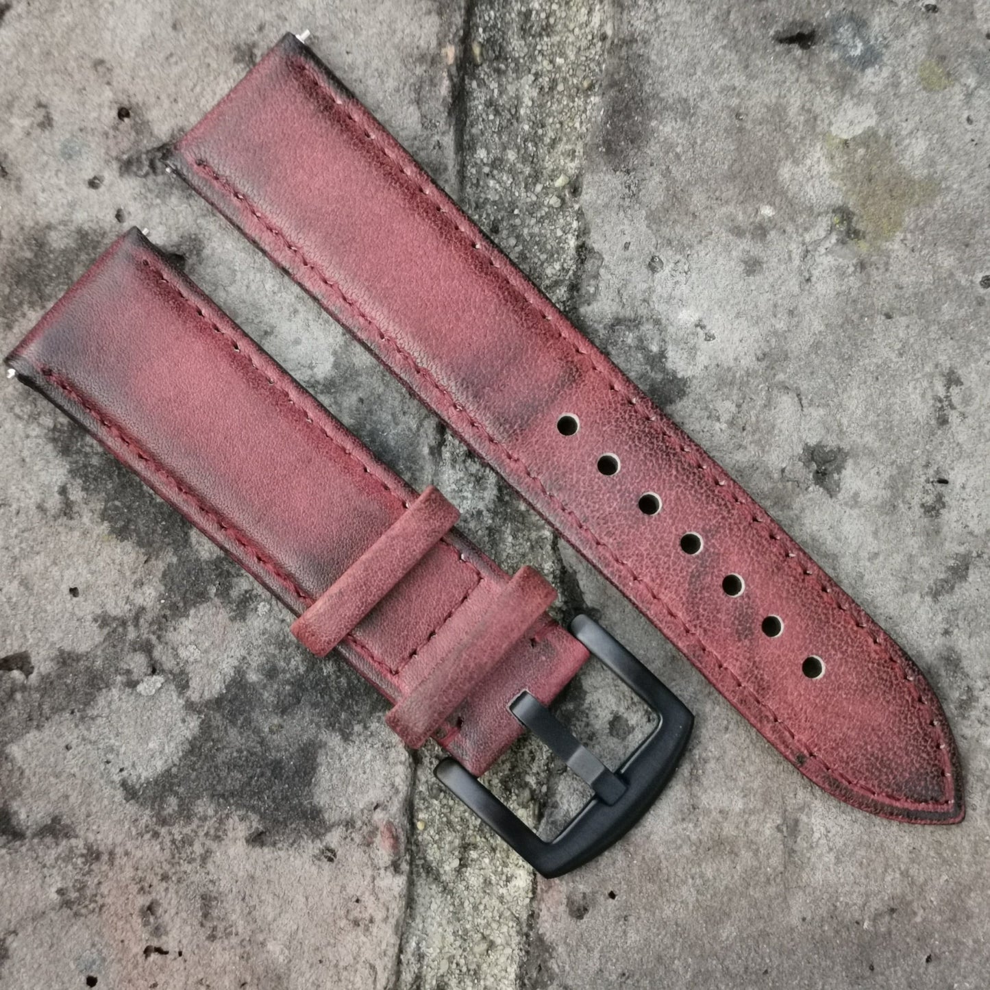 The Milan: Matured Brown Padded Leather Watch Strap - watchandstrapco