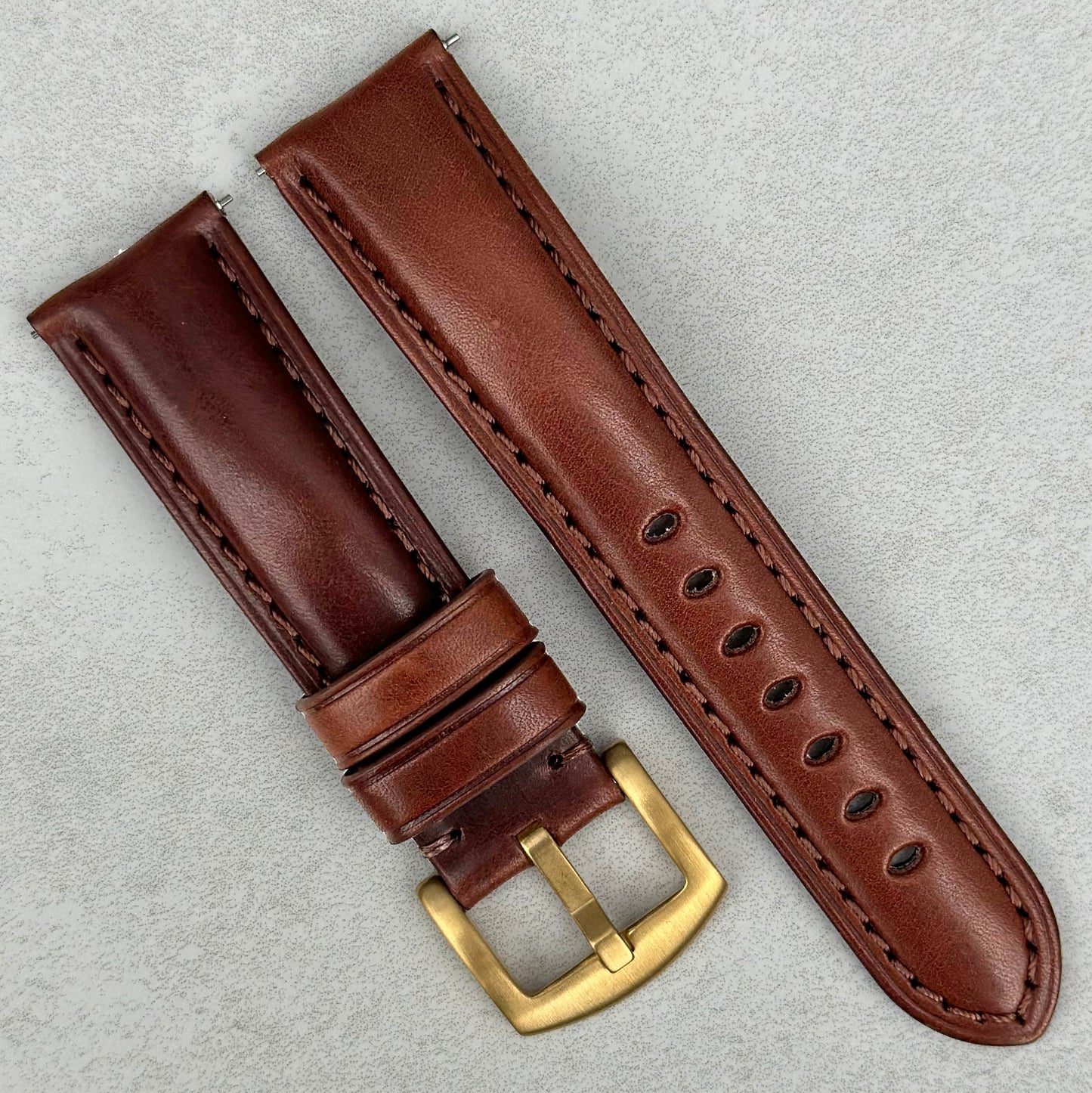 The Prague: Chestnut Brown Vegetable Tanned Full Grain Leather Watch Strap