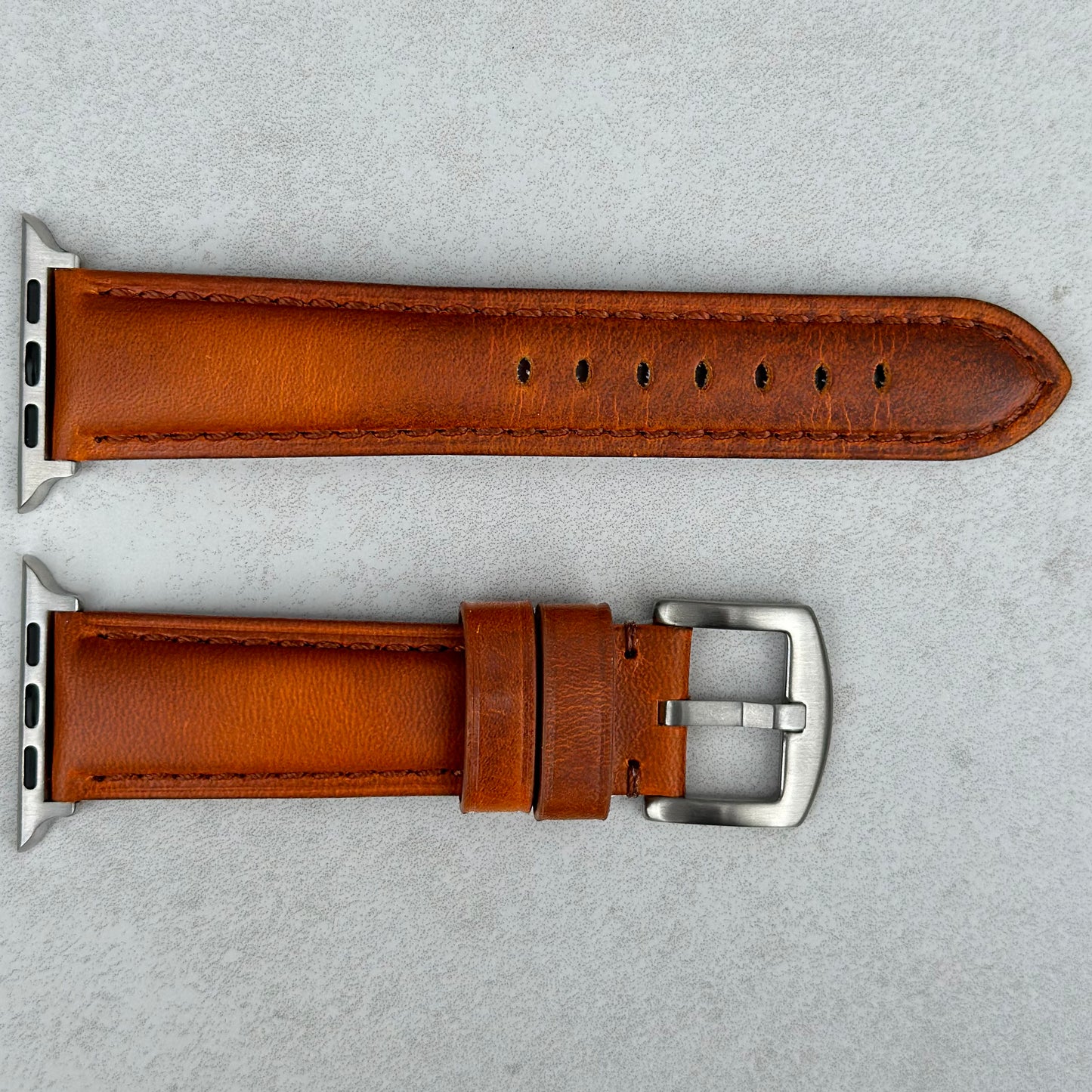 The Prague: Cognac Vegetable Tanned Full Grain Leather Apple Watch Strap