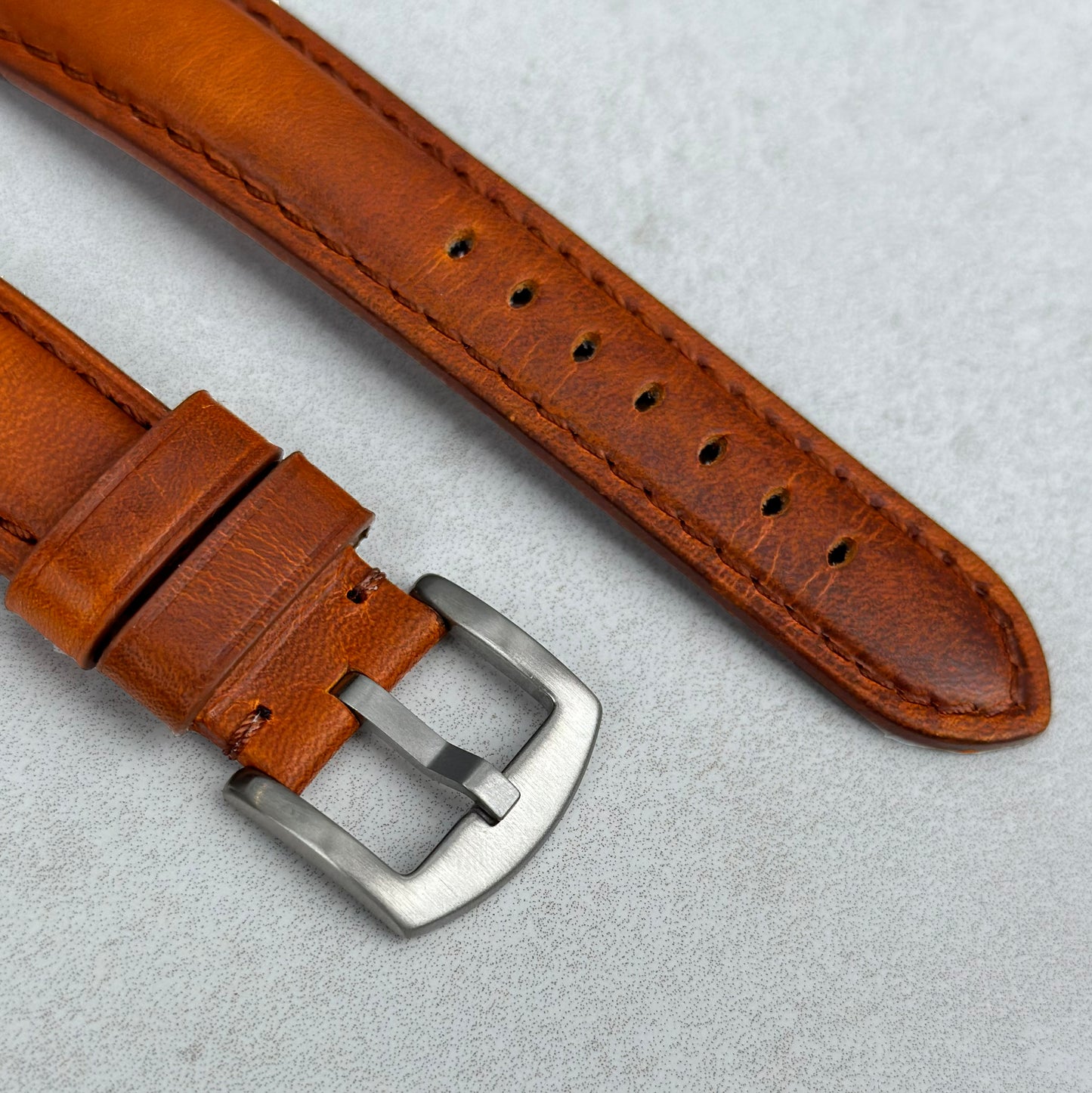 The Prague: Cognac Vegetable Tanned Full Grain Leather Apple Watch Strap