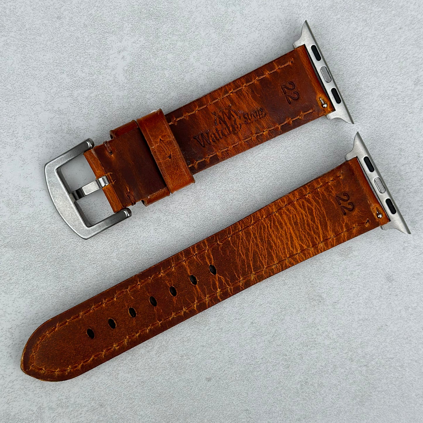 The Prague: Cognac Vegetable Tanned Full Grain Leather Apple Watch Strap