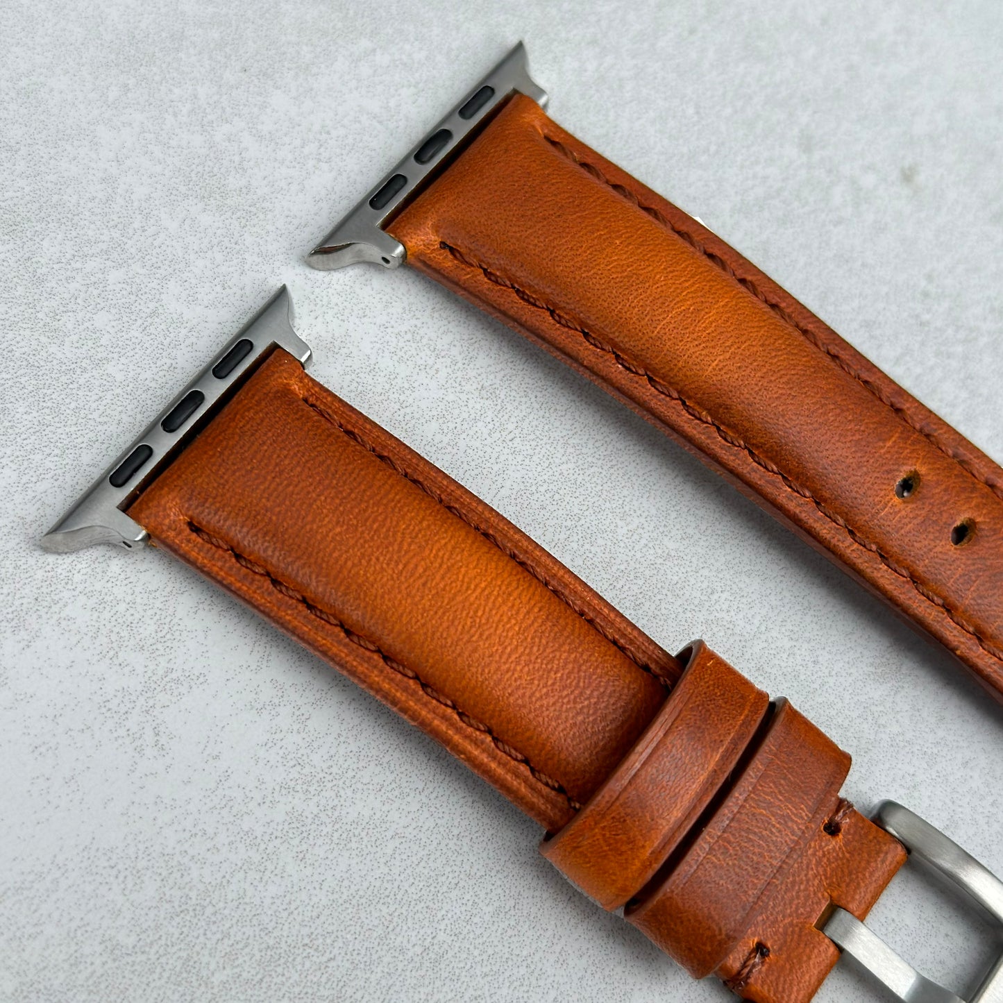 The Prague: Cognac Vegetable Tanned Full Grain Leather Apple Watch Strap
