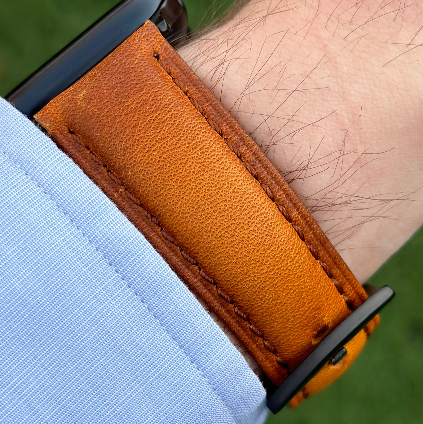 The Prague: Cognac Vegetable Tanned Full Grain Leather Apple Watch Strap