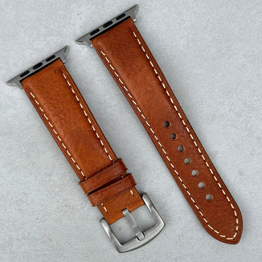 Rome tan Italian leather Apple Watch Strap. Apple Watch Series 3, 4, 5, 6, 7, 8, 9, SE and Ultra. Watch And Strap