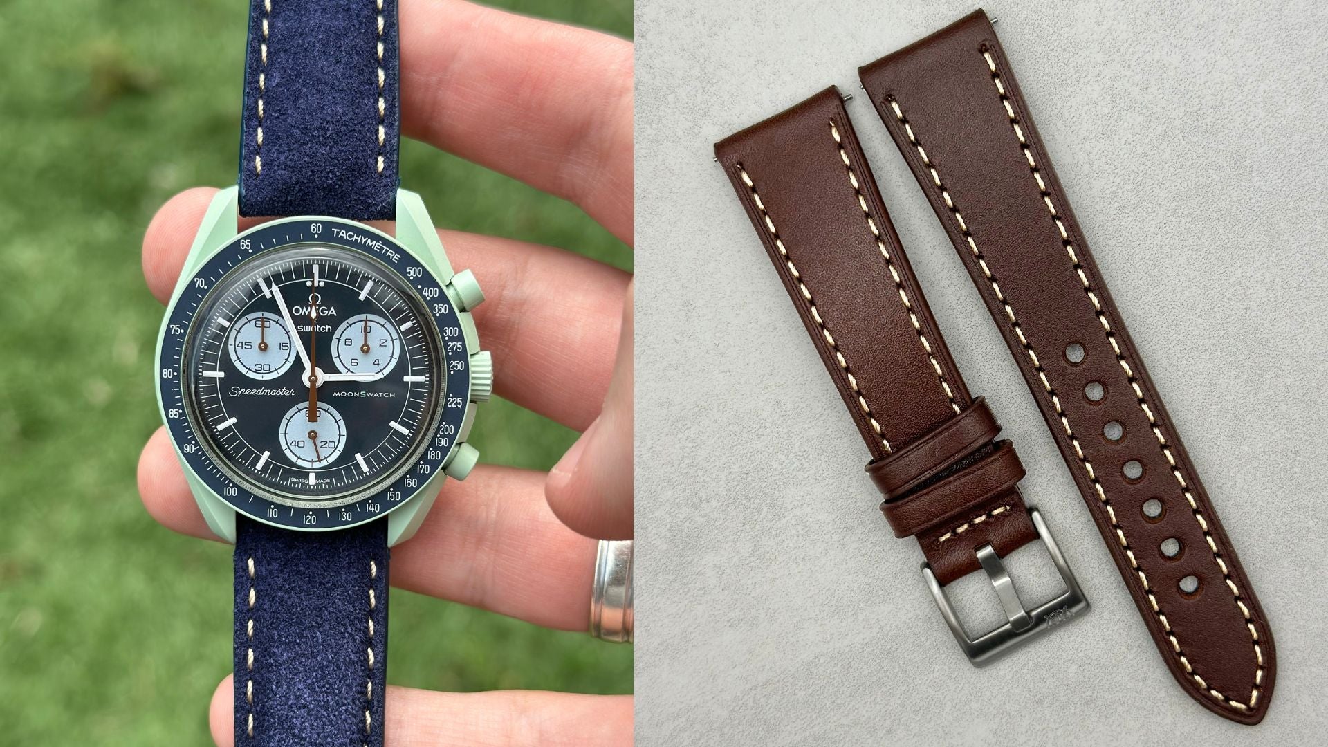 Upgrading the Strap On An Omega x Swatch Moonswatch – Watch and Strap Co