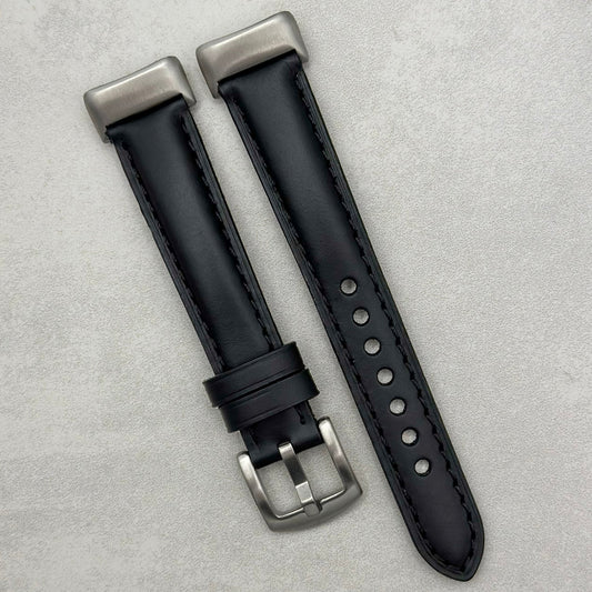 The Athens: Jet Black Full Grain Leather Fitbit Charge Watch Strap