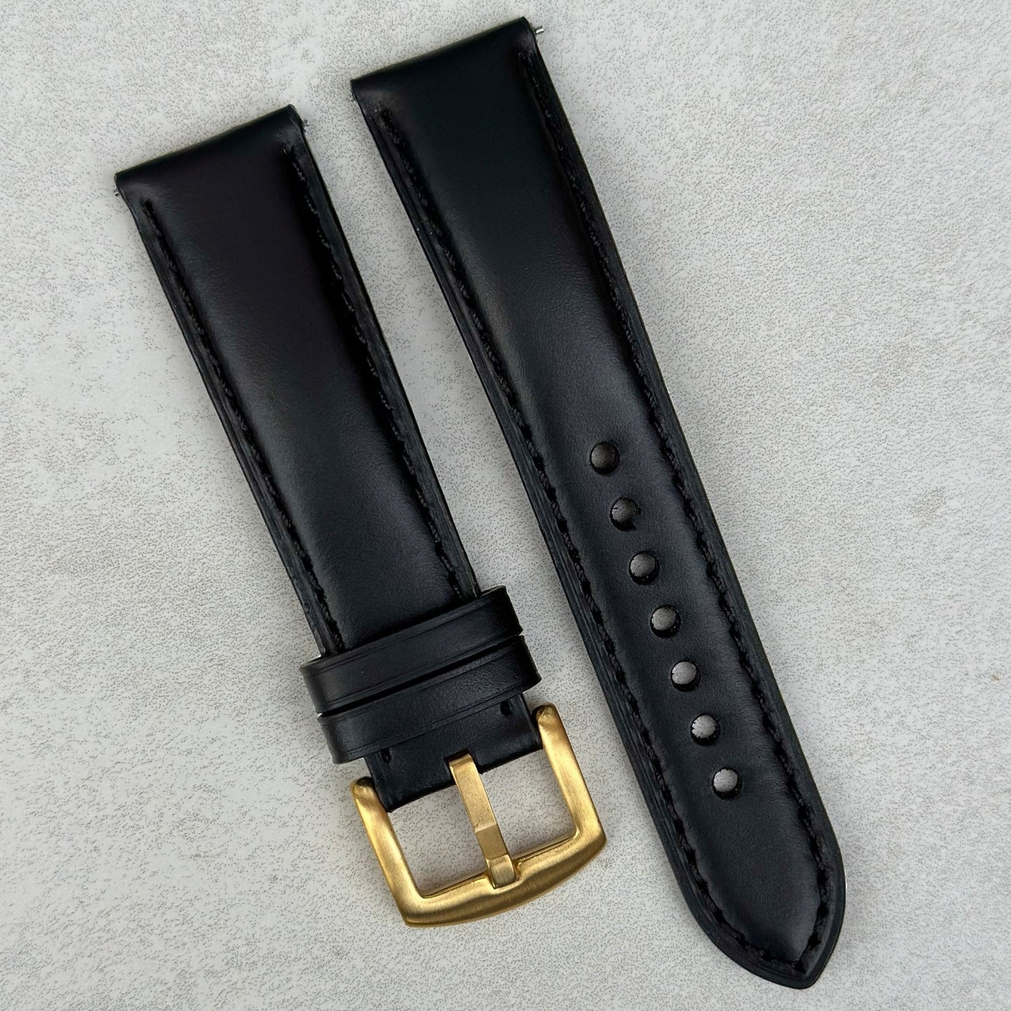 The Athens: Jet Black Full Grain Leather Watch Strap