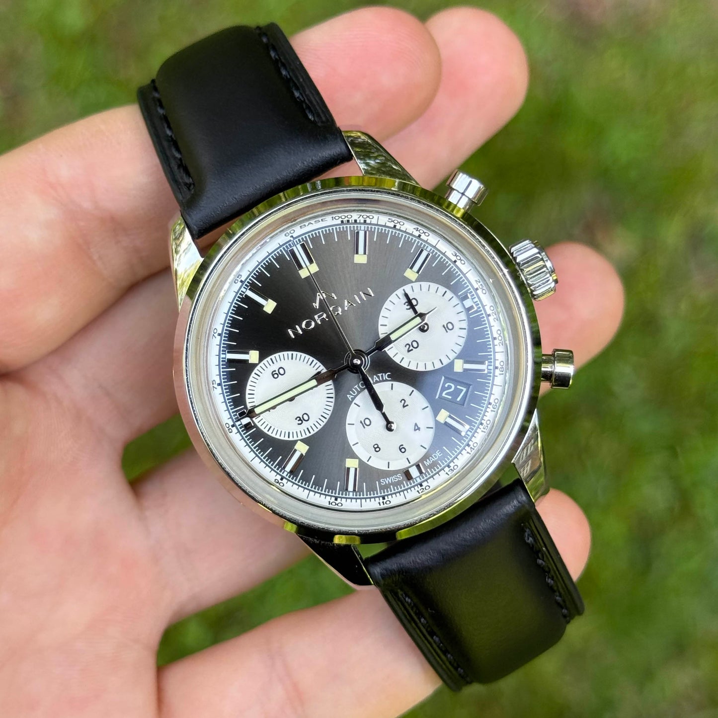 The Athens: Jet Black Full Grain Leather Watch Strap