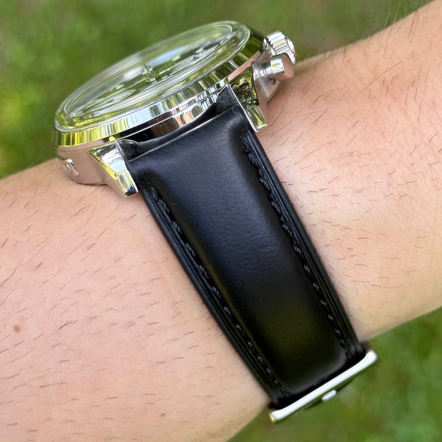 The Athens: Jet Black Full Grain Leather Watch Strap