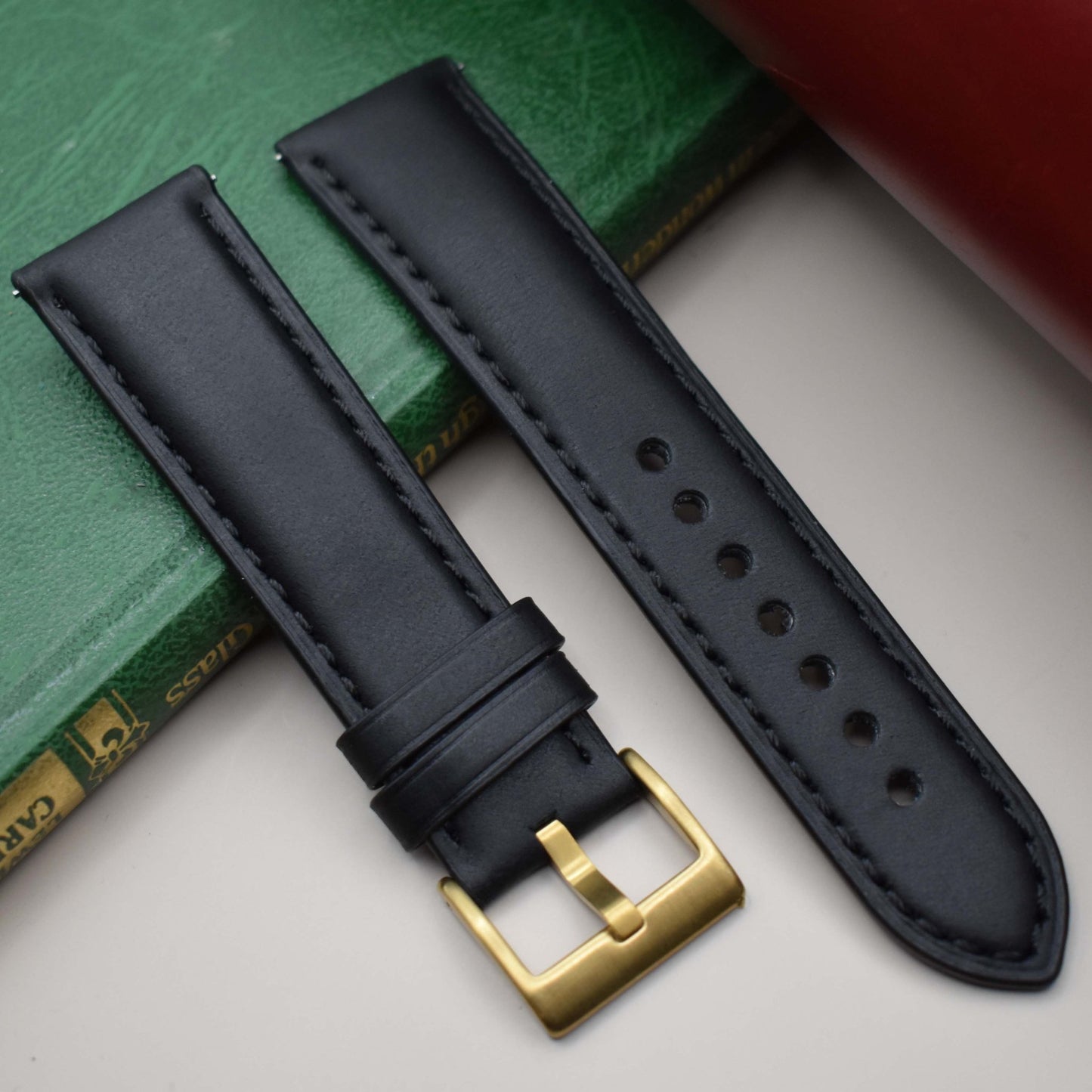 The Athens: Jet Black Full Grain Leather Watch Strap