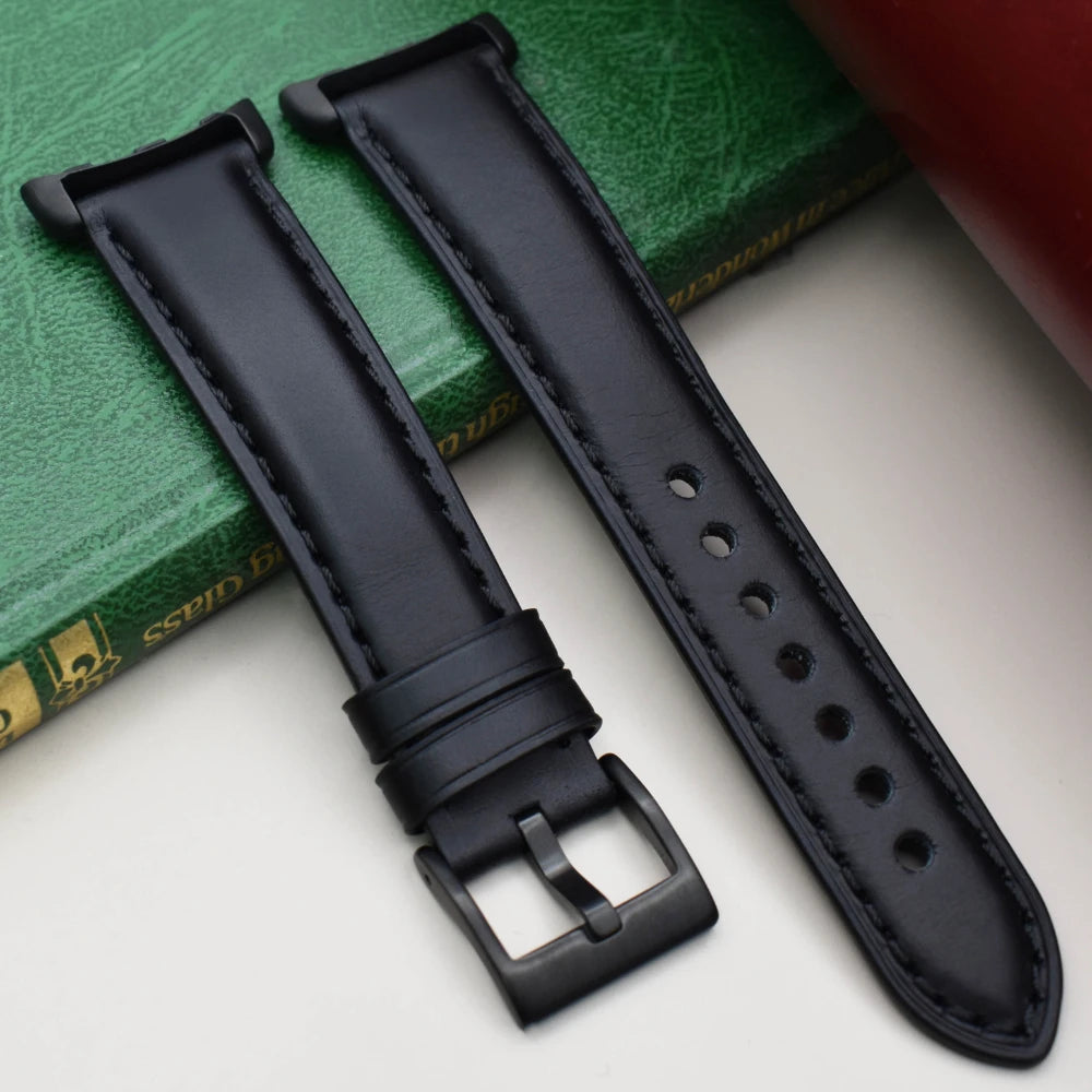 The Athens: Jet Black Full Grain Leather Google Pixel Watch Strap