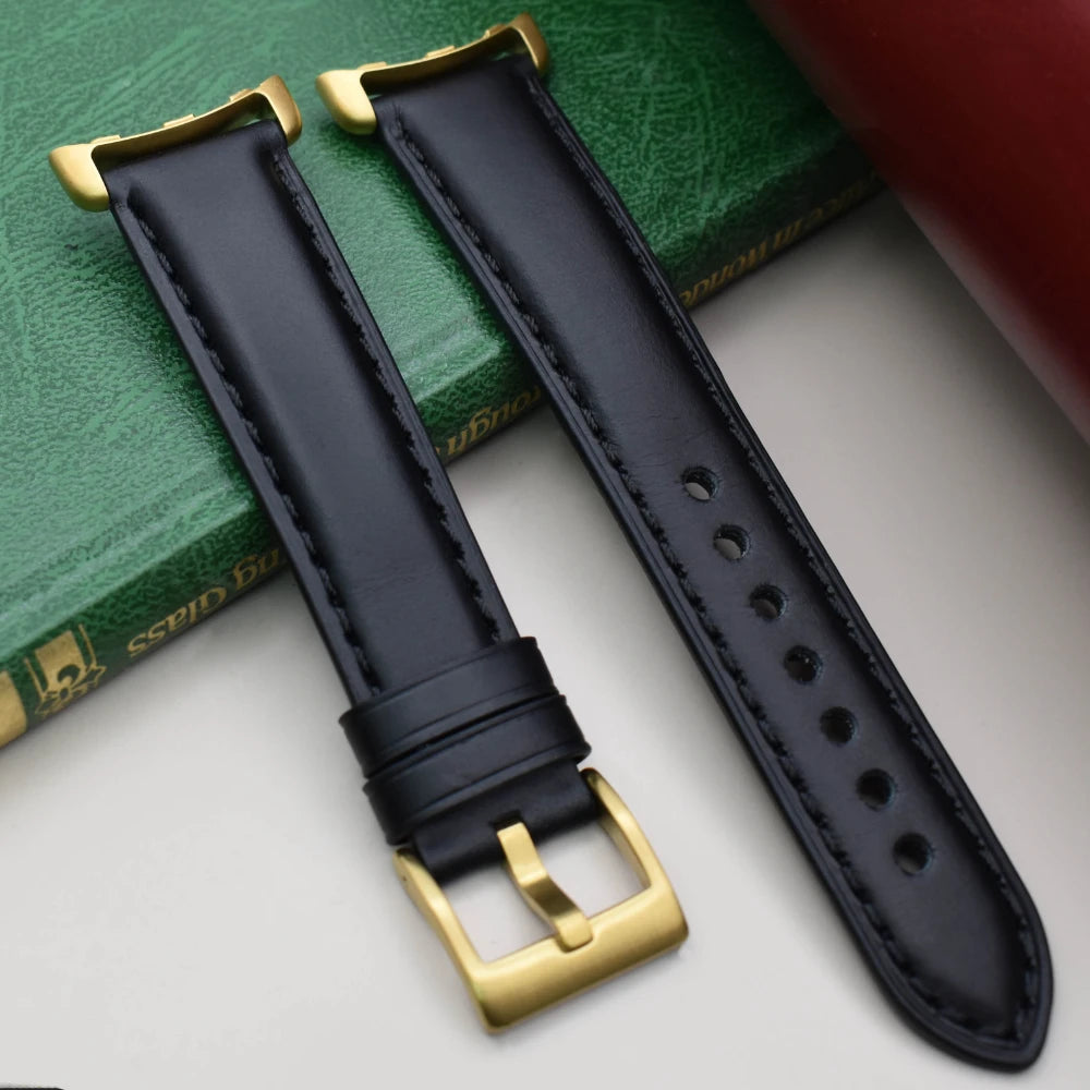 The Athens: Jet Black Full Grain Leather Google Pixel Watch Strap