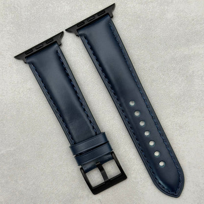 The Athens: Deep Ocean Blue Full Grain Leather Apple Watch Strap