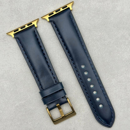 The Athens: Deep Ocean Blue Full Grain Leather Apple Watch Strap