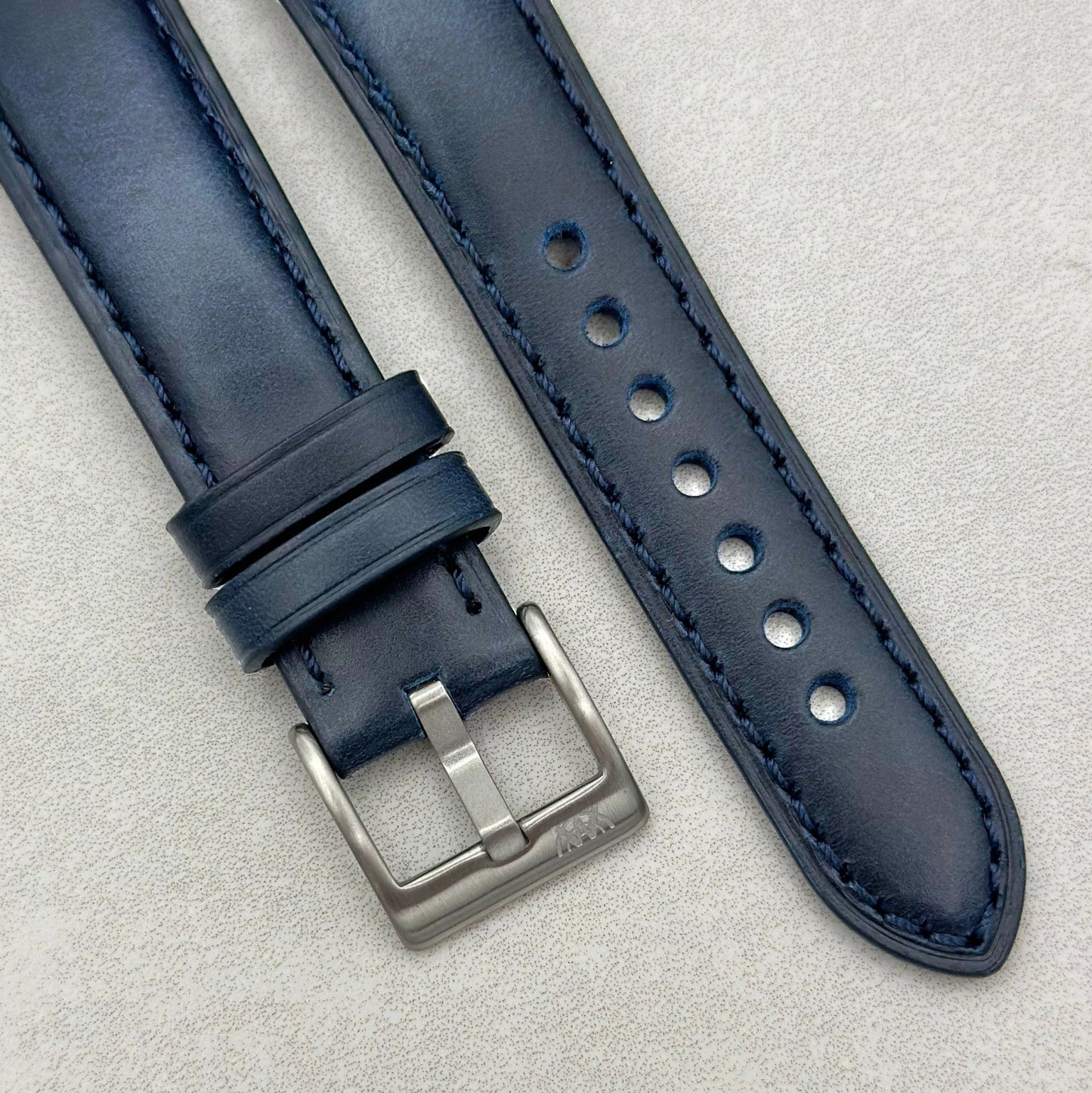 The Athens: Deep Ocean Blue Full Grain Leather Fitbit Versa/Sense Watch Strap