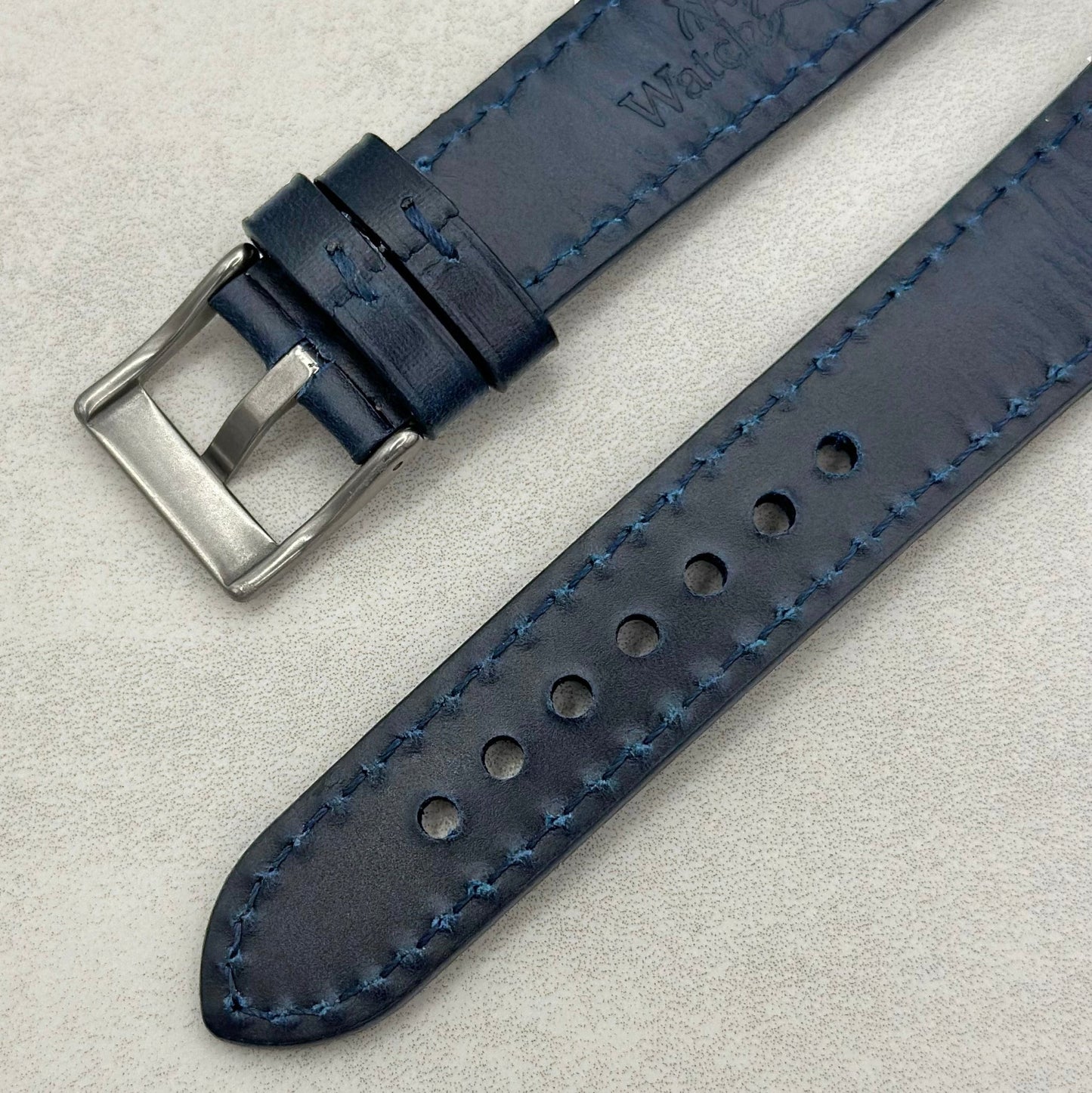 The Athens: Deep Ocean Blue Full Grain Leather Fitbit Versa/Sense Watch Strap
