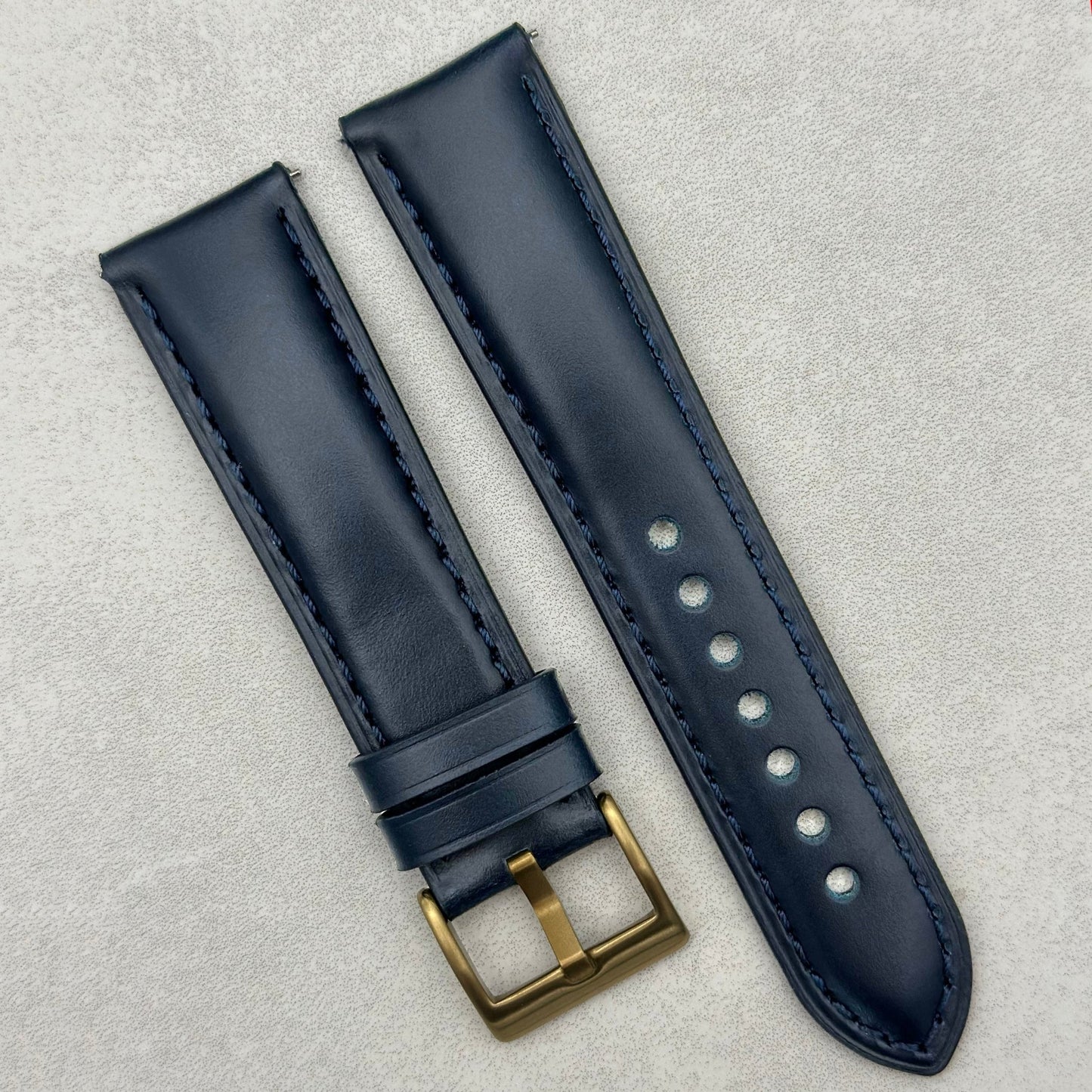 The Athens: Deep Ocean Blue Full Grain Leather Watch Strap
