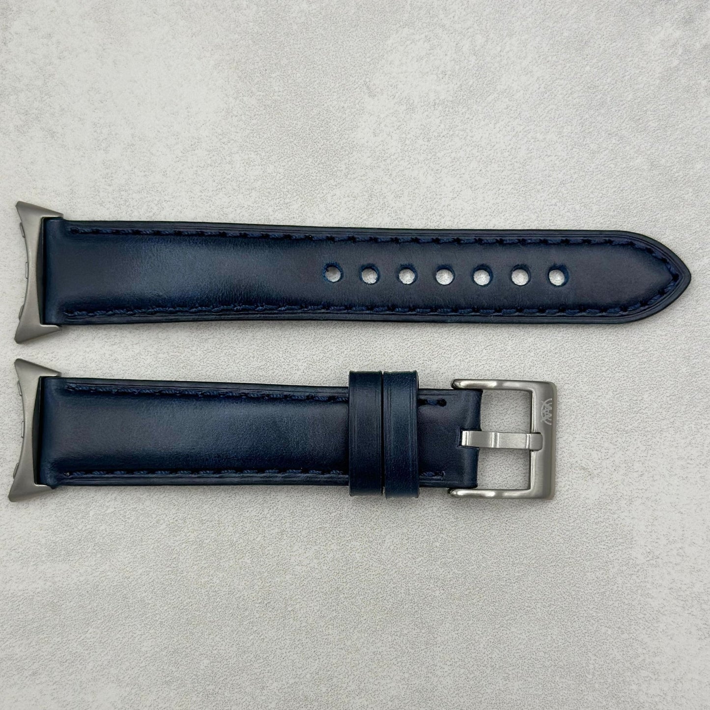 The Athens: Deep Ocean Blue Full Grain Leather Google Pixel Watch Strap