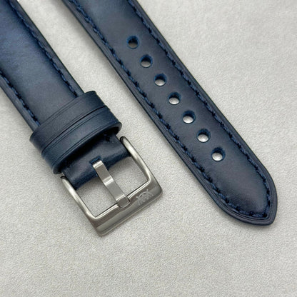 The Athens: Deep Ocean Blue Full Grain Leather Google Pixel Watch Strap