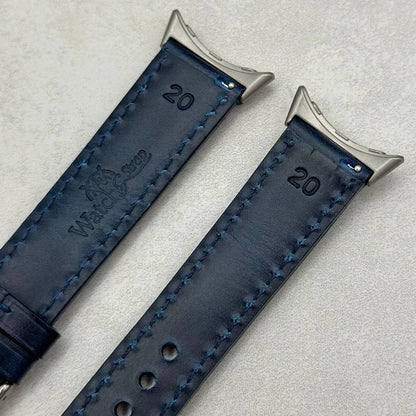 The Athens: Deep Ocean Blue Full Grain Leather Google Pixel Watch Strap