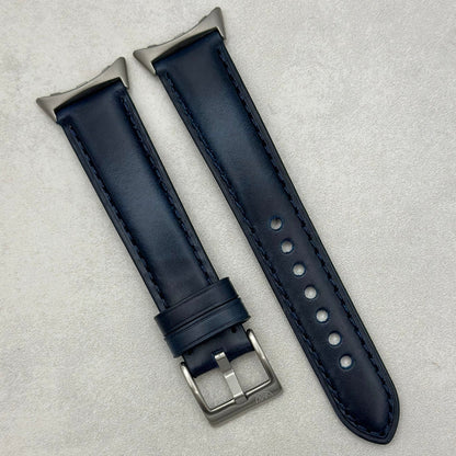 The Athens: Deep Ocean Blue Full Grain Leather Google Pixel Watch Strap