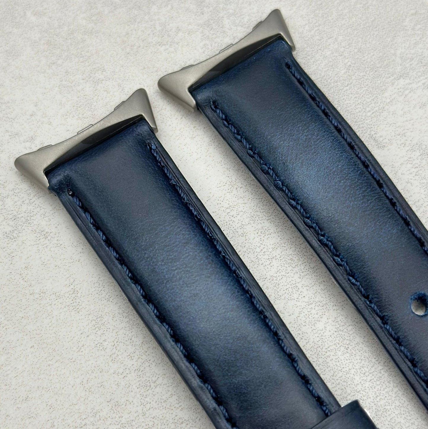 The Athens: Deep Ocean Blue Full Grain Leather Google Pixel Watch Strap