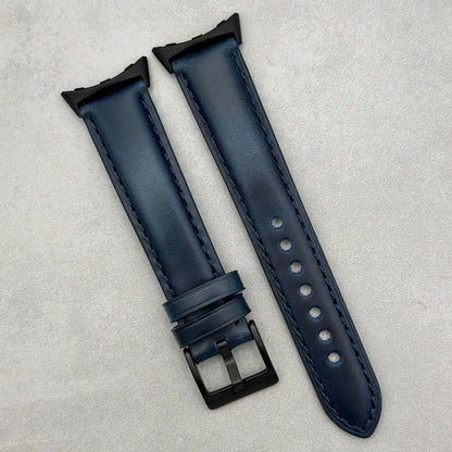 The Athens: Deep Ocean Blue Full Grain Leather Google Pixel Watch Strap