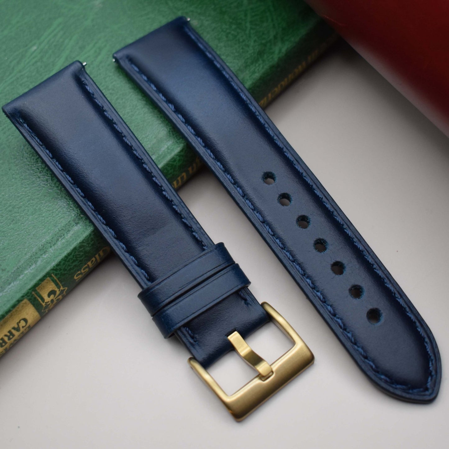 The Athens: Deep Ocean Blue Full Grain Leather Watch Strap